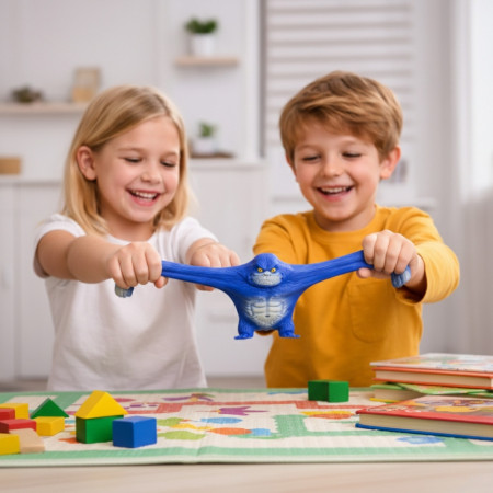 Gorille Antistress Stretchy 13 cm – Jouet Extensible et Déformable, Couleurs Aléatoires, Anti-Stress Ludique Enfants et Adultes