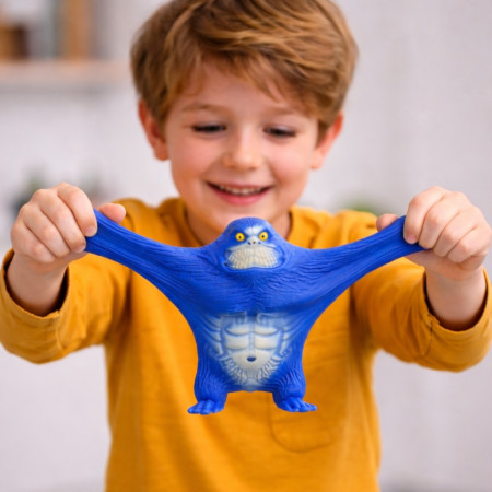 Gorille Antistress Stretchy 13 cm – Jouet Extensible et Déformable, Couleurs Aléatoires, Anti-Stress Ludique Enfants et Adultes
