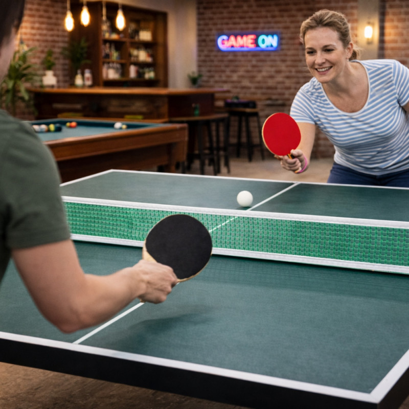 Set Complet de Tennis de Table avec 2 Raquettes, 2 Balles, Filet avec Fixation et Sac de Transport – Installation Rapide