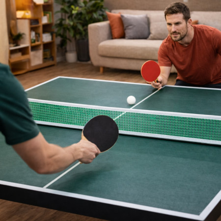Set Complet de Tennis de Table avec 2 Raquettes, 2 Balles, Filet avec Fixation et Sac de Transport – Installation Rapide