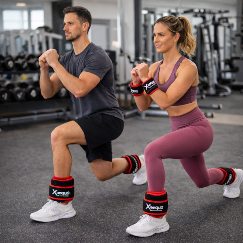 Set de 2 Bandes Lestées Ajustables 1 kg – Poignets ou Chevilles, Fermeture Scratch, Entraînement Fitness et Renforcement