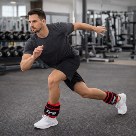 Set de 2 Bandes Lestées Ajustables 1 kg – Poignets ou Chevilles, Fermeture Scratch, Entraînement Fitness et Renforcement