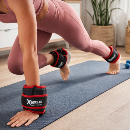 Set de 2 Bandes Lestées Ajustables 1 kg – Poignets ou Chevilles, Fermeture Scratch, Entraînement Fitness et Renforcement