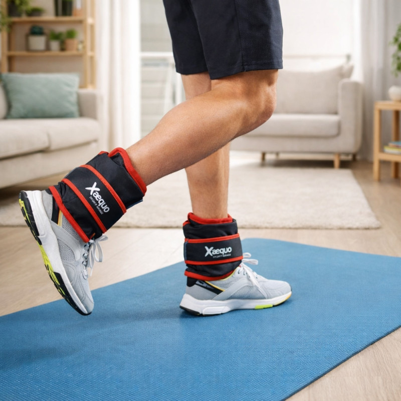 Set de 2 Bandes Lestées Ajustables 1 kg – Poignets ou Chevilles, Fermeture Scratch, Entraînement Fitness et Renforcement