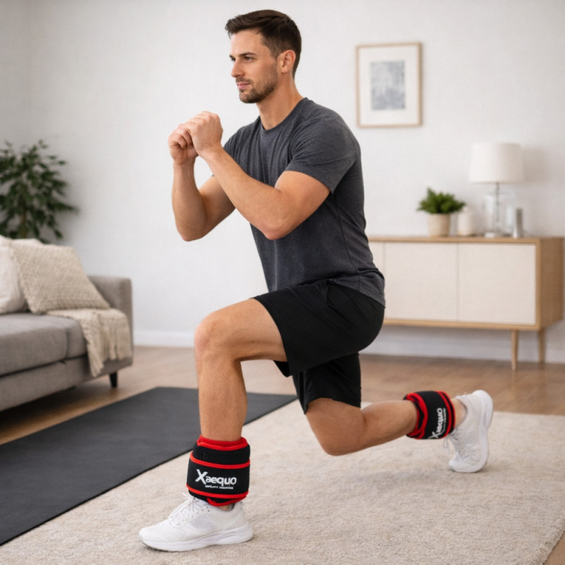 Set de 2 Bandes Lestées Ajustables 1 kg – Poignets ou Chevilles, Fermeture Scratch, Entraînement Fitness et Renforcement