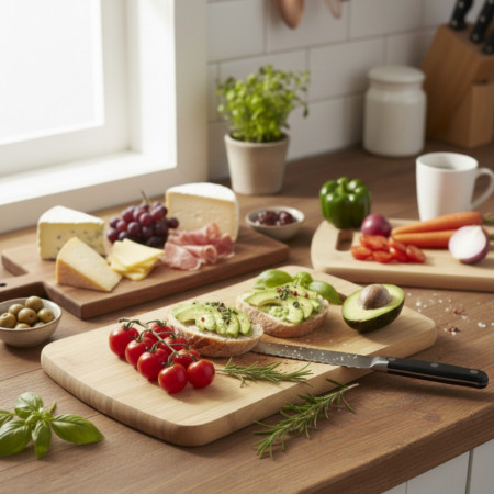 Planche à Découper en Bambou 28 x 18 cm – Solide et Durable, Résistante à l’Humidité, Ne se Déforme Pas