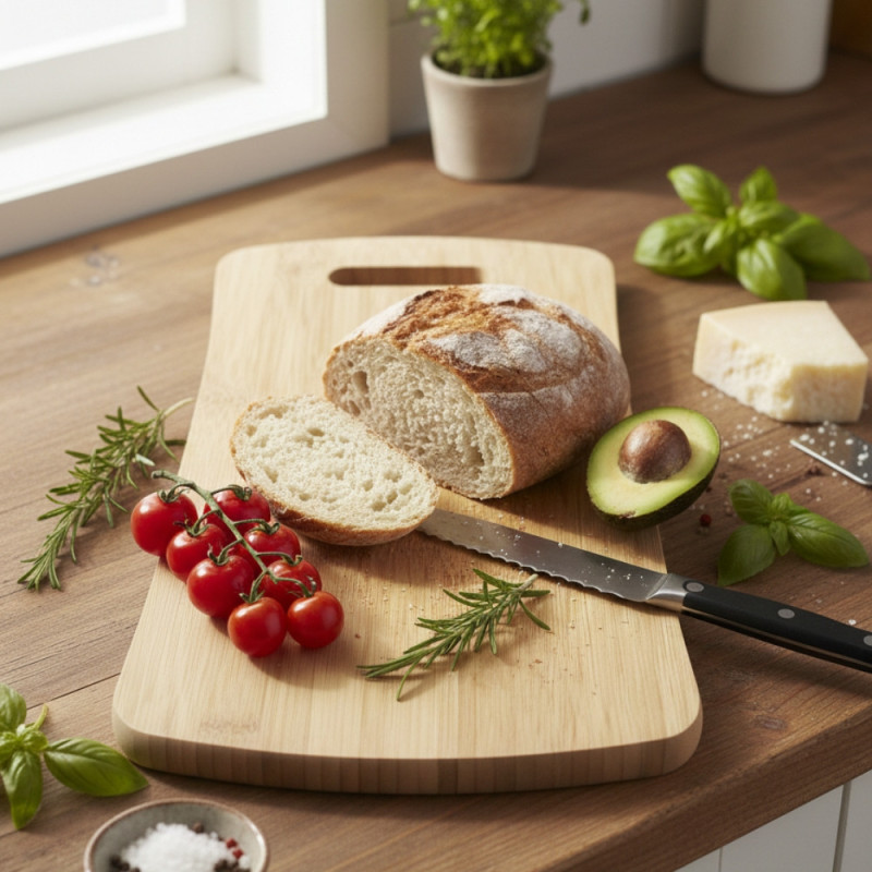 Planche à Découper en Bambou 28 x 18 cm – Solide et Durable, Résistante à l’Humidité, Ne se Déforme Pas