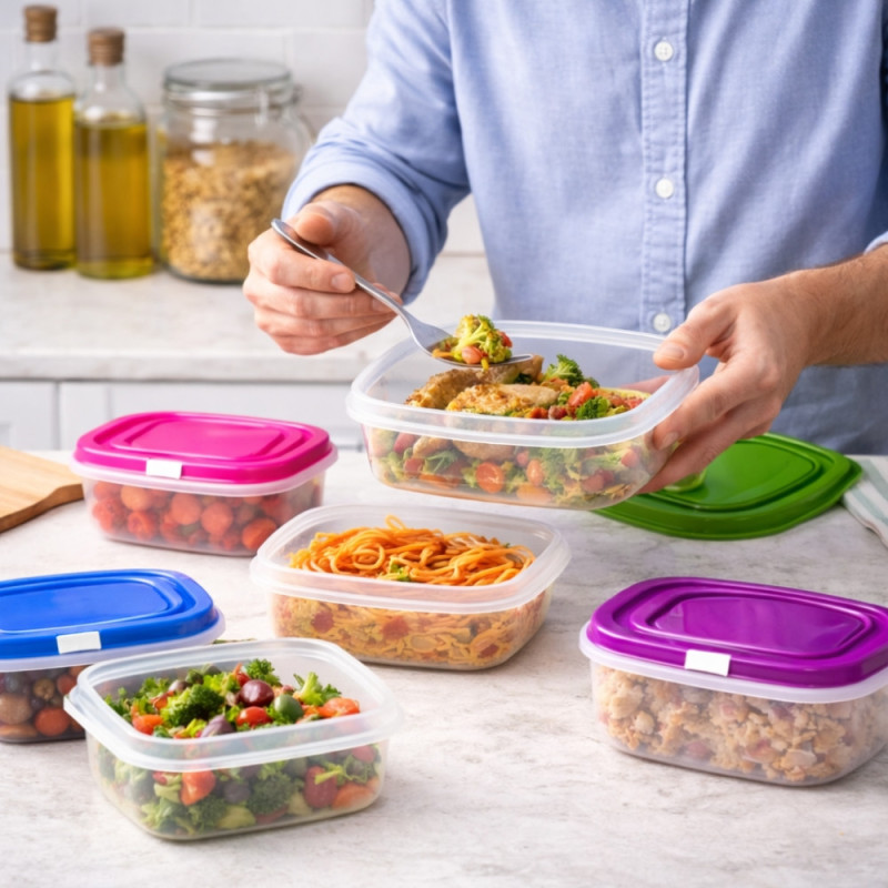 Set de 5 Boîtes Alimentaires Gigognes Emboîtables Colorées – 4L à 0,27L – Gain de Place, Rangement Cuisine Pratique
