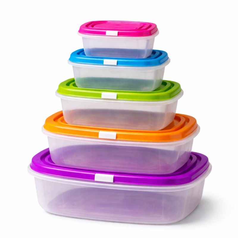Set de 5 Boîtes Alimentaires Gigognes Emboîtables Colorées – 4L à 0,27L – Gain de Place, Rangement Cuisine Pratique