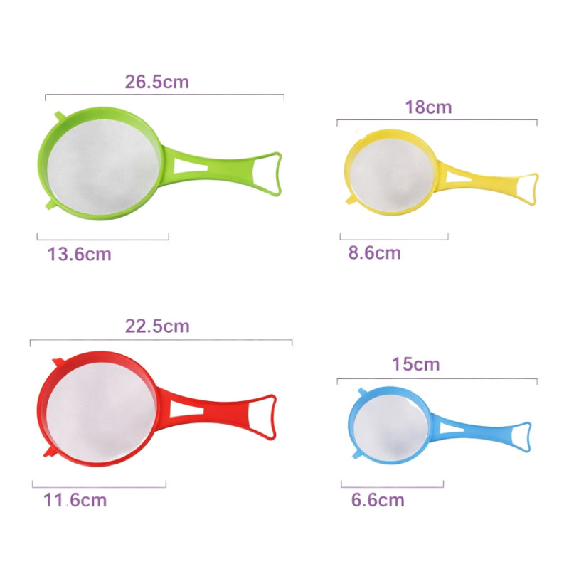Set de 4 Tamis à Farine Colorés – Tailles Différentes, Tamisage Fin pour Pâtisserie, Cuisine et Desserts