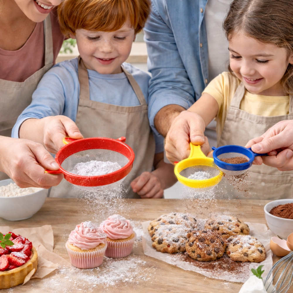 Set de 4 Tamis à Farine Colorés – Tailles Différentes, Tamisage Fin pour Pâtisserie, Cuisine et Desserts