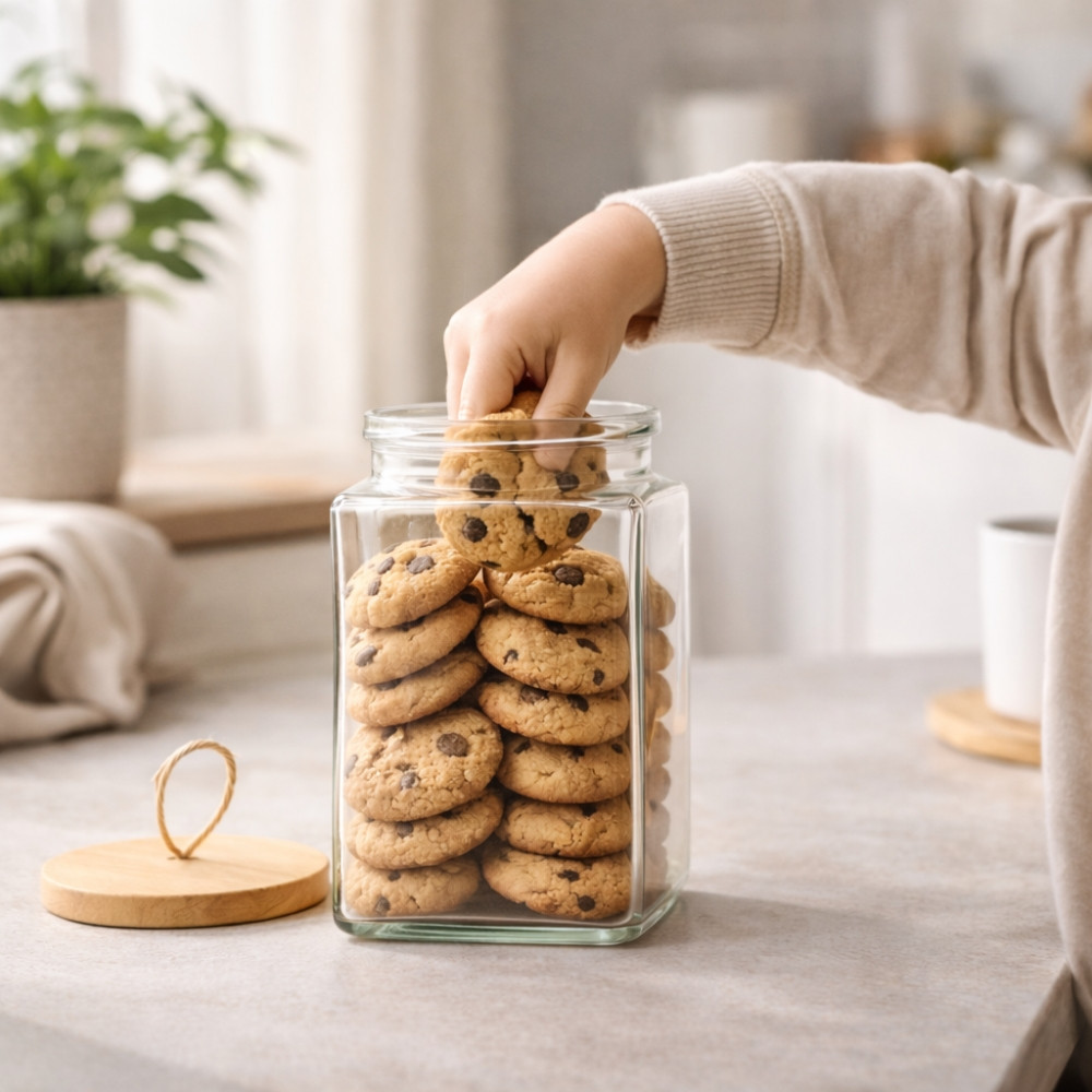 Set de 3 Bocaux en Verre 1500 mL avec Couvercle Hermétique en Bois – Conservation Alimentaire, Cuisine et Stockage Sec