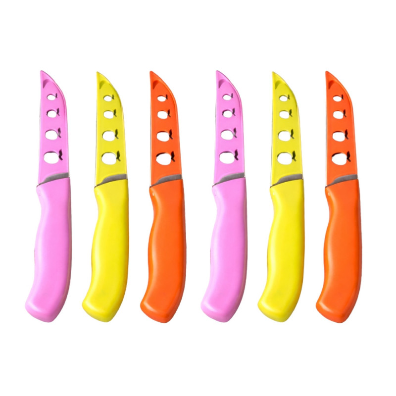 Set de 6 Couteaux Office Colorés – Lame Inox Tranchante, Manche Ergonomique, Étui de Protection – Légers et Faciles à Utiliser