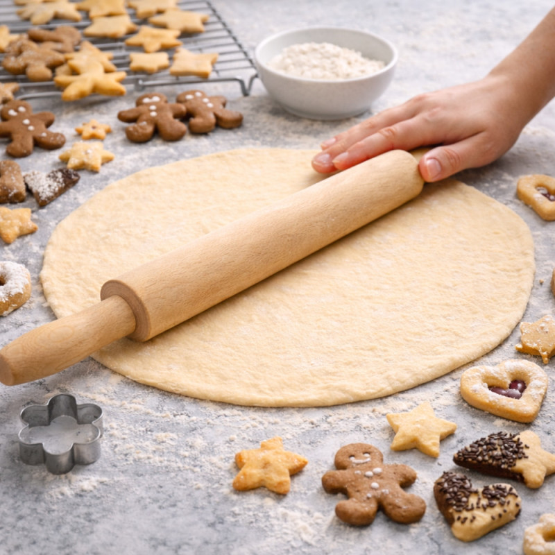 Rouleau à Pâtisserie en Bois 38cm – Cuisine, Pâte à Pain, Pâte à Pizza et Pâtisseries Maison