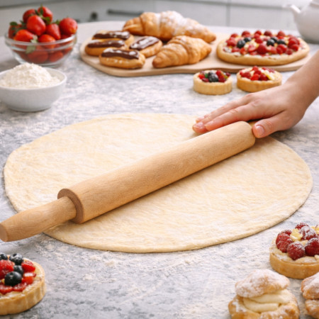 Rouleau à Pâtisserie en Bois 38cm – Cuisine, Pâte à Pain, Pâte à Pizza et Pâtisseries Maison