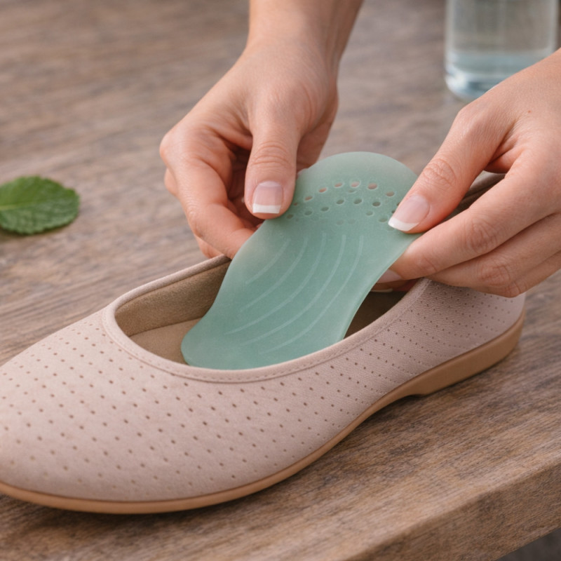 Paire de Coussinets pour Voûte Plantaire MENTHOGEL – SEBS Souple, Amorti Confortable, Hypoallergénique, Odeur Menthe Fraîche
