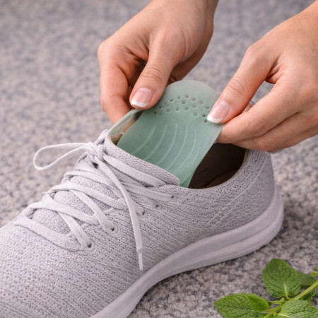 Paire de Coussinets pour Voûte Plantaire MENTHOGEL – SEBS Souple, Amorti Confortable, Hypoallergénique, Odeur Menthe Fraîche