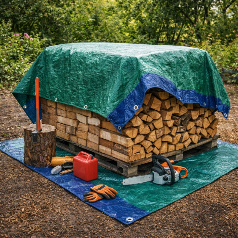 Bâche de Protection Tissée 2 x 3 M  60 gm² – Polyéthylène Double Face, Coins Renforcés et Œillets Métalliques – Multi-Usages