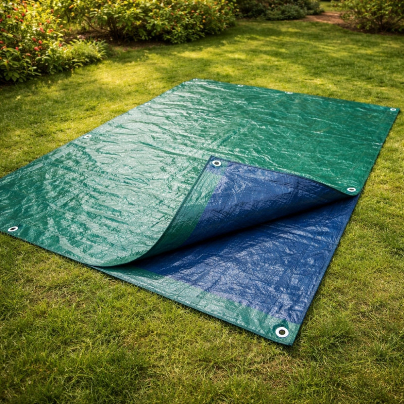 Bâche de Protection Tissée 3 x 4 M  60 g/m² – Polyéthylène Double Face, Coins Renforcés et Œillets Métalliques – Multi-Usages