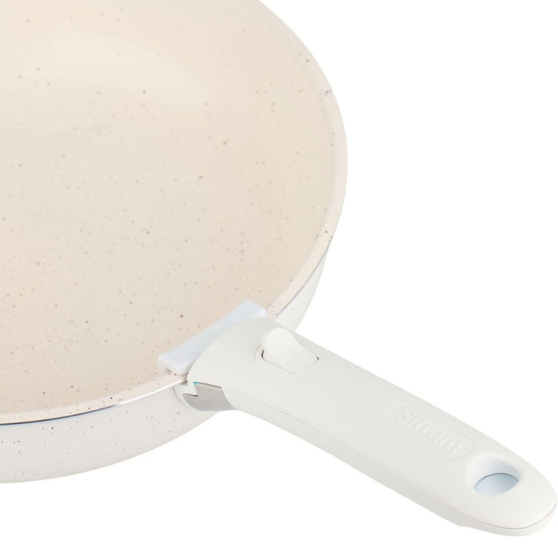 Sitram 716977 Batterie 10 pcs aluminium blanc céramique sans PFAS, 2 poêles, 2 casseroles, sauteuse, tous feux induction