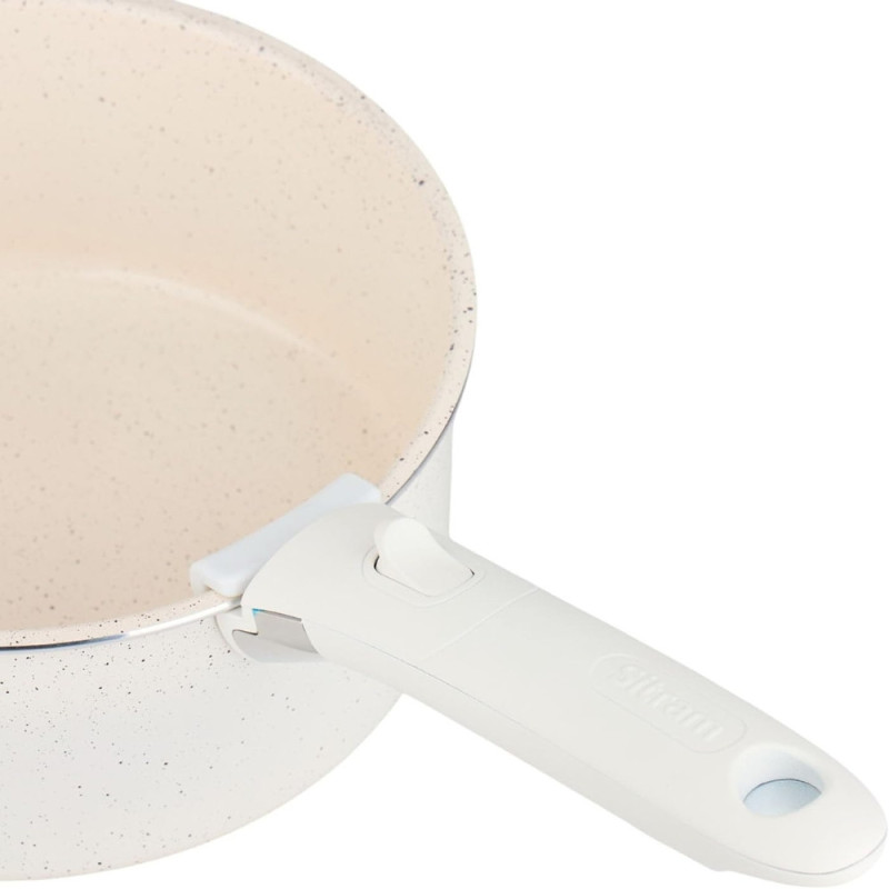 Sitram 716977 Batterie 10 pcs aluminium blanc céramique sans PFAS, 2 poêles, 2 casseroles, sauteuse, tous feux induction