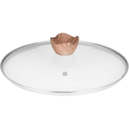 Sitram 716948 Sauteuse 2 compartiments Ø28 cm fonte d’aluminium effet pierre sans PFOA, couvercle verre, tous feux induction