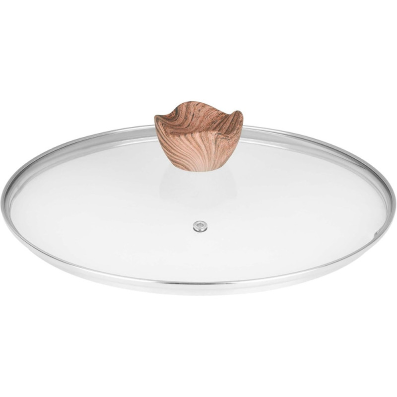 Sitram 716948 Sauteuse 2 compartiments Ø28 cm fonte d’aluminium effet pierre sans PFOA, couvercle verre, tous feux induction