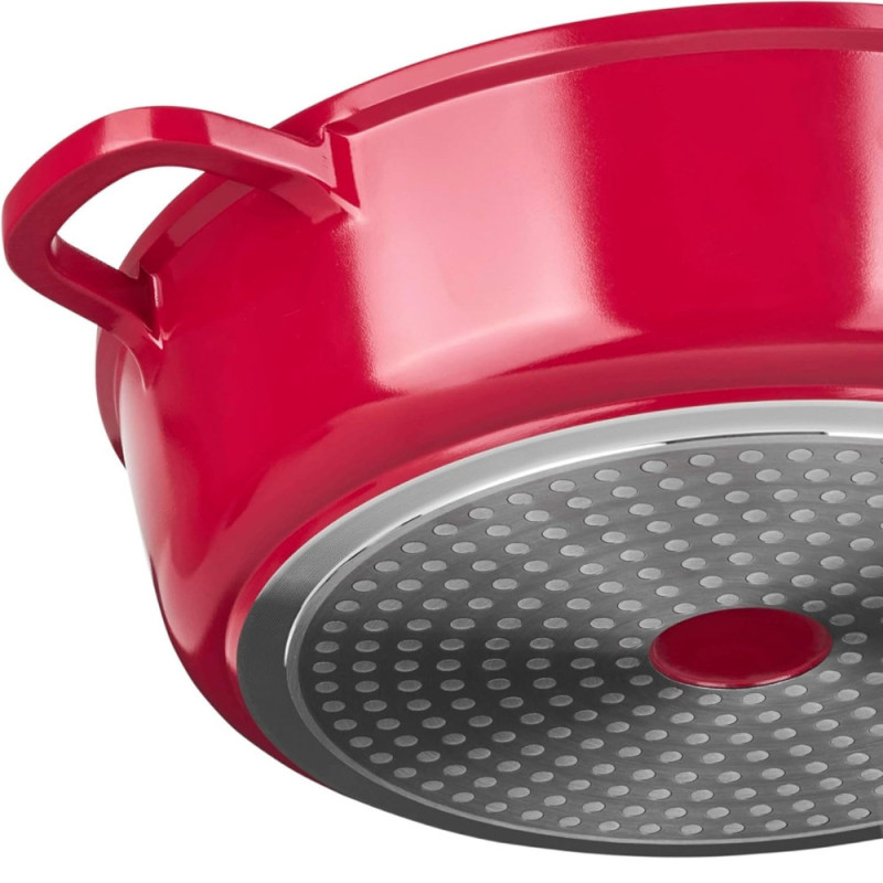 Sitram 716946 Sauteuse cocotte 6-en-1 Ø28 cm fonte aluminium effet pierre sans PFOA, vapeur, rôtissoire, induction & four