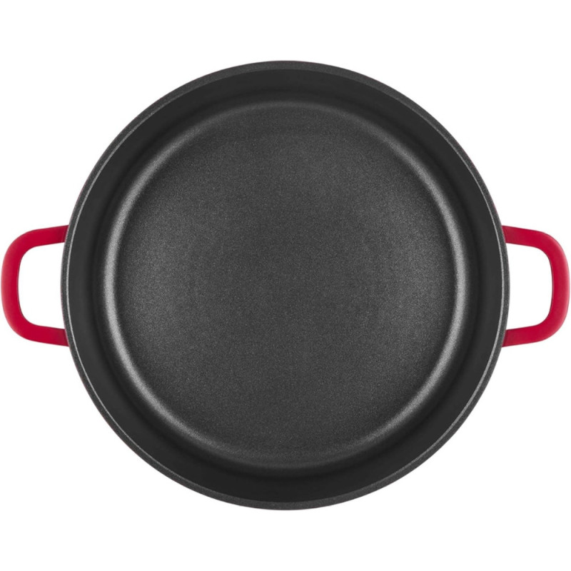 Sitram 716946 Sauteuse cocotte 6-en-1 Ø28 cm fonte aluminium effet pierre sans PFOA, vapeur, rôtissoire, induction & four