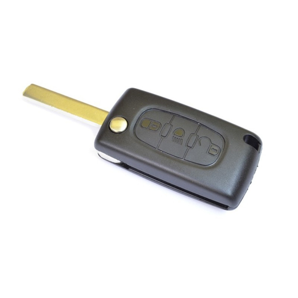 Coque de Clé de Voiture Pliable à 3 Boutons (Phare) pour PEUGEOT & CITROEN