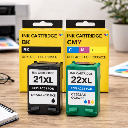 Cartouches Compatibles HP 21XL 22XL pour DeskJet 3747 à F4194/OfficeJet 4312 à J5520/PSC 1400 à 1417/PhotoSmart 1402 AiO à 1417