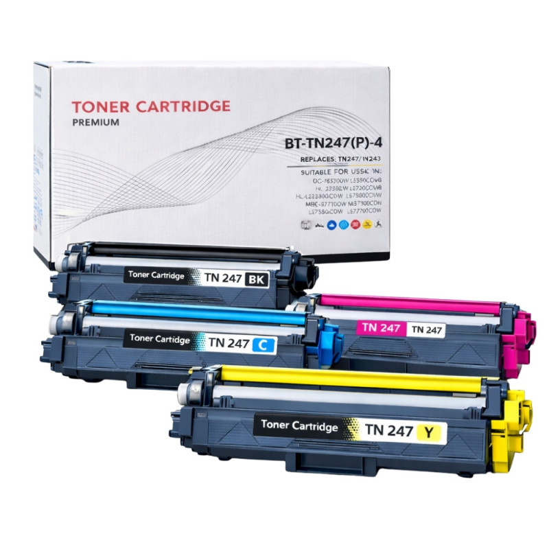 Pack 4 Toners Compatibles Brother TN247 TN243 pour DCP L3510CDW L3550CDW HL L3210CW L3230CDW L3270CDW MFC L3710CW L3750CDW