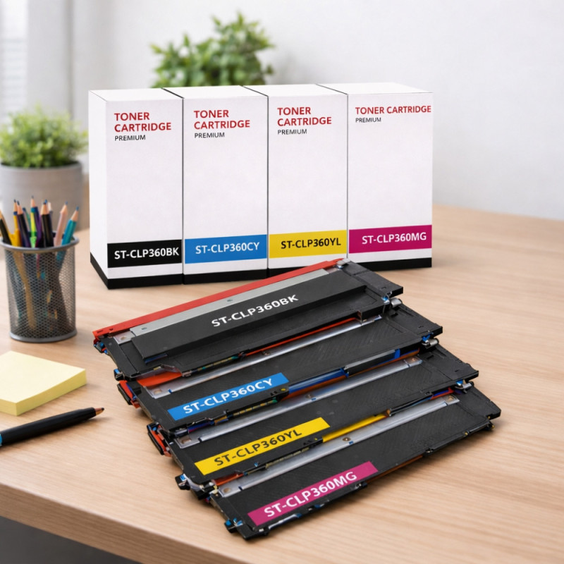 Pack de 4 Cartouches Toner Compatibles Samsung CLP360 K406S pour CLP 360, CLP 365, CLX 3300, CLX 3305, Xpress C410 et C460