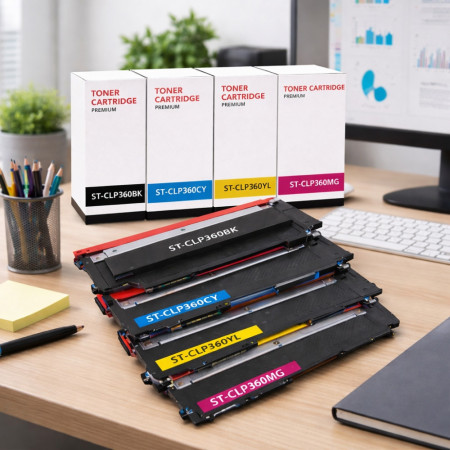 Pack de 4 Cartouches Toner Compatibles Samsung CLP360 K406S pour CLP 360, CLP 365, CLX 3300, CLX 3305, Xpress C410 et C460