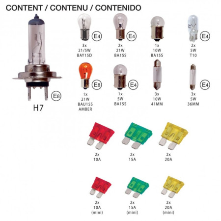 Coffret Complet d’Ampoules Auto H7 55W avec 18 Ampoules et 12 Fusibles – Kit de Remplacement Indispensable pour Véhicule
