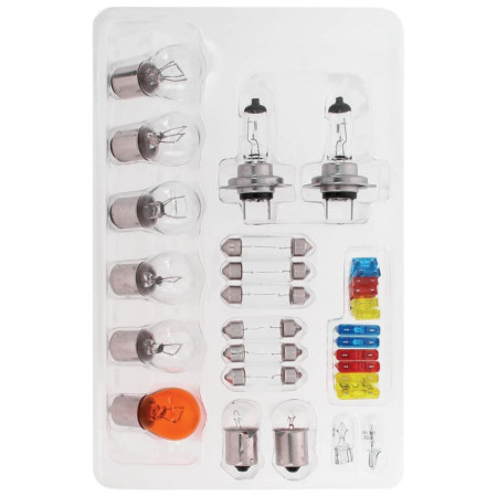 Coffret Complet d’Ampoules Auto H7 55W avec 18 Ampoules et 12 Fusibles – Kit de Remplacement Indispensable pour Véhicule