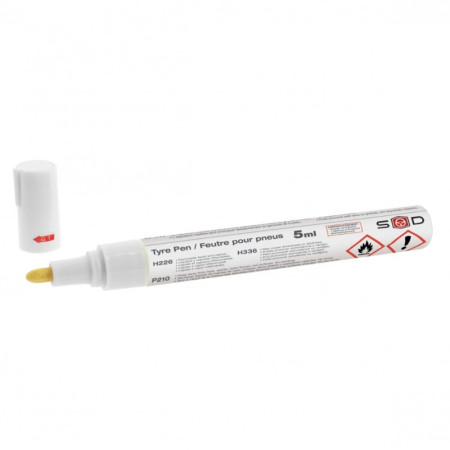 Stylo à Pneus Blanc 5 ml – Marqueur Spécial Pneus Auto et Moto pour Souligner les Lettres et Look Sportif