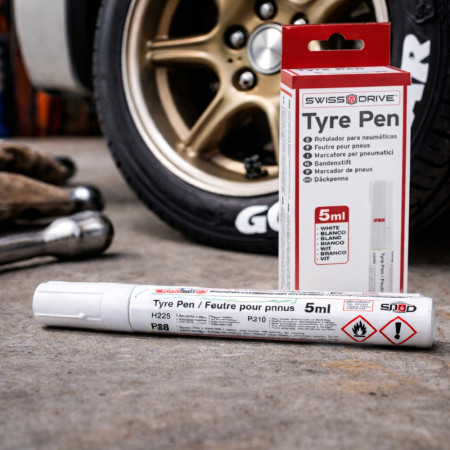 Stylo à Pneus Blanc 5 ml – Marqueur Spécial Pneus Auto et Moto pour Souligner les Lettres et Look Sportif