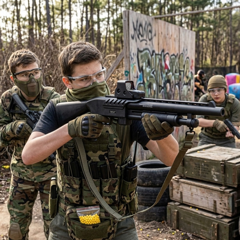 Fusil à Pompe à Billes 44 cm – Réplique Ludique 0,25 J avec 18 Billes