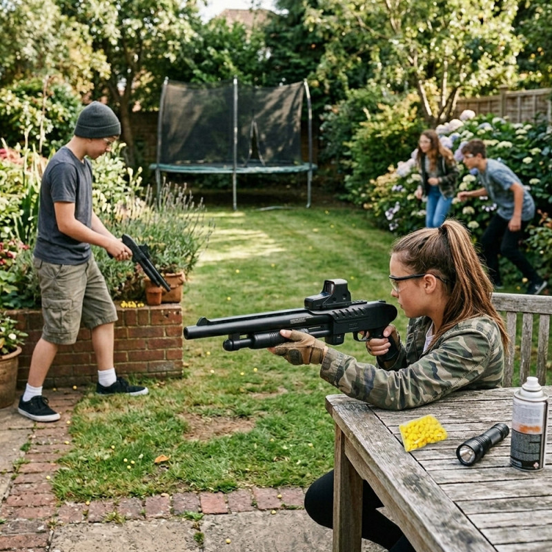Fusil à Pompe à Billes 44 cm – Réplique Ludique 0,25 J avec 18 Billes