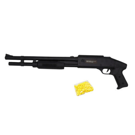Fusil à Pompe Lance-Billes 57 cm – Réplique Ludique 0.38 J avec 18 Billes