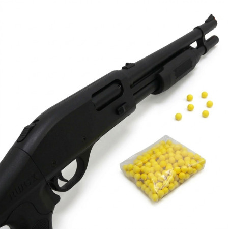 Fusil à Pompe Lance-Billes 57 cm – Réplique Ludique 0.38 J avec 18 Billes