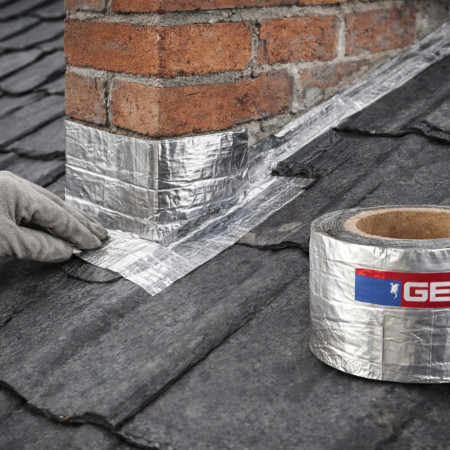 Ruban Adhésif Bitume Aluminium GEKO 100 mm x 10 m – Bande d’Étanchéité Auto-Adhésive Toiture, Gouttière et Cheminée