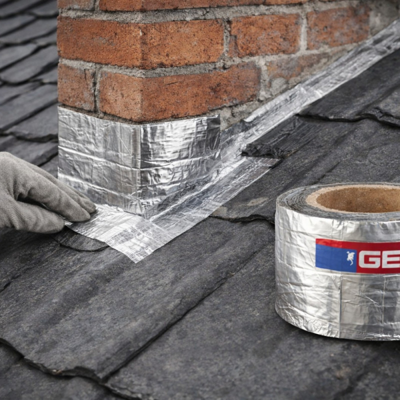 Ruban Adhésif Bitume Aluminium GEKO 100 mm x 10 m – Bande d’Étanchéité Auto-Adhésive Toiture, Gouttière et Cheminée