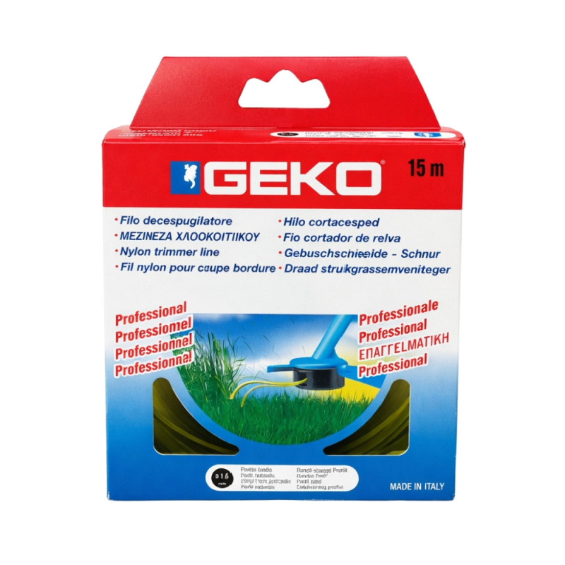 Fil Nylon Coupe-Bordure GEKO 2,4mm x 15M – Bobine Qualité Professionnelle pour Débroussailleuse