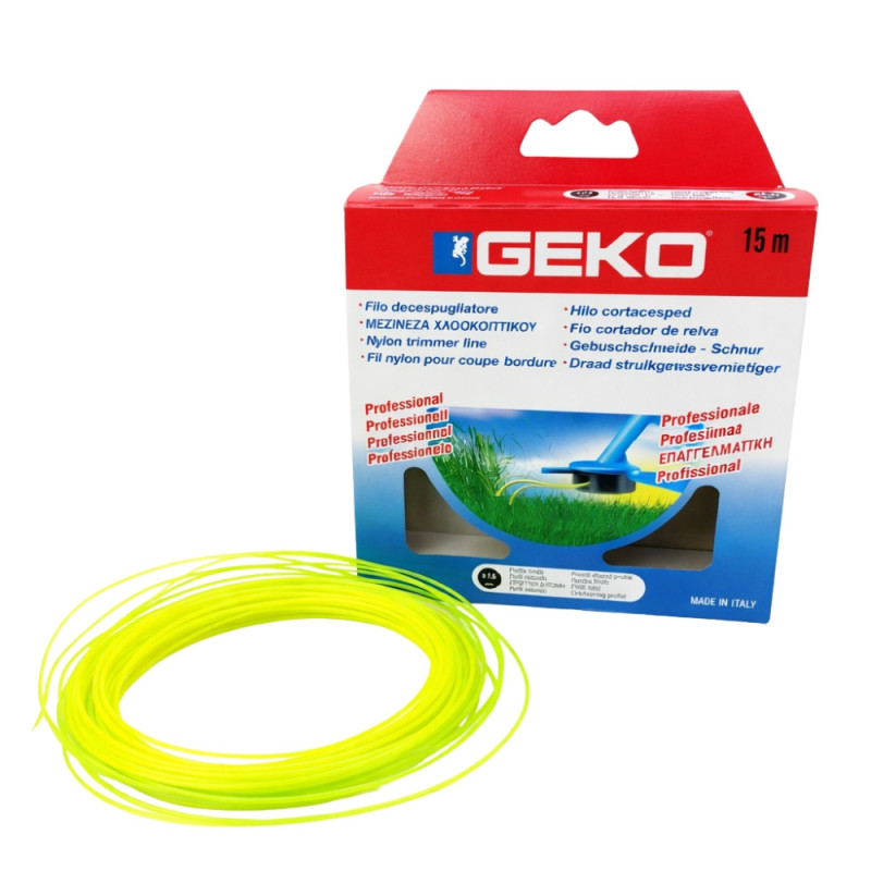 Fil Nylon Coupe-Bordure GEKO 2,4mm x 15M – Bobine Qualité Professionnelle pour Débroussailleuse
