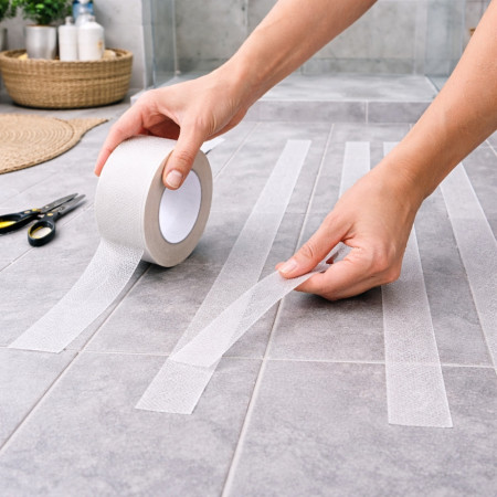 Ruban Adhésif Antidérapant GEKO Transparent 25mm x 5M – Anti-Glisse, Usage Intérieur et Extérieur, Résistant à l'Eau et UV