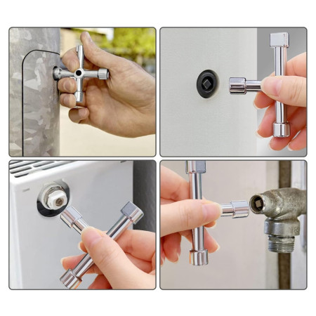 Clé Universelle Multifonctions GEKO à 4 Voies – Clé Polyvalente Compacte en Alliage