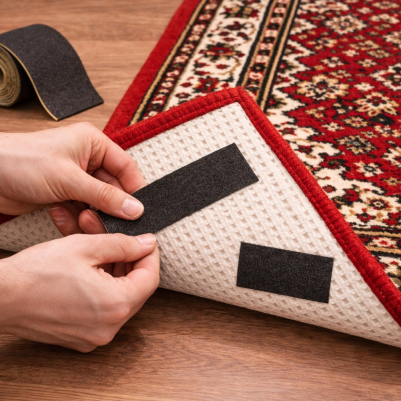 Ruban Adhésif GEKO Antidérapant 25mm x 5M pour Tapis et Moquettes – Maintient les Tapis en Place, Anti-Glisse, Usage Intérieur