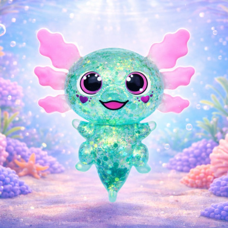 Lot de 3 Axolotls Pailletés Antistress Gel 10 cm – Jouet Sensoriel Squishy Extensible, Anti-Stress , 3 Coloris, Kawaï Fidget Toy